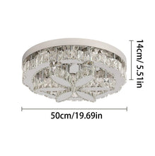 Load image into Gallery viewer, Crystal LED Ceiling Light Chandelier Silver Dimmable with Remote Control 50x14cm