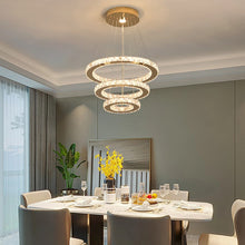 Load image into Gallery viewer, Crystal Gold Chandelier LED Ceiling Lights Pendant Light Dimmable Remote 49W (40+30+20cm)