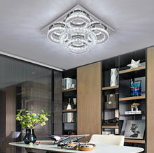 Load image into Gallery viewer, Crystal Chandelier LED Ceiling Light Silver Dimmable 5 Lights with Remote Control 40.5cm