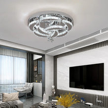 Load image into Gallery viewer, Crystal LED Ceiling Light Silver Chandelier 3 Color Lights 50x24cm Wall/Remote Control