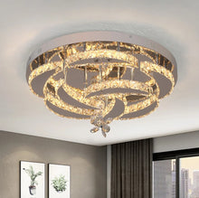 Load image into Gallery viewer, Crystal LED Ceiling Light Silver Chandelier 3 Color Lights 50x24cm Wall/Remote Control