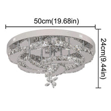 Load image into Gallery viewer, Crystal LED Ceiling Light Silver Chandelier 3 Color Lights 50x24cm Wall/Remote Control
