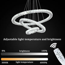 Load image into Gallery viewer, Crystal Silver Chandelier LED Ceiling Pendant Light Dimmable w. Remote (40+30+20cm)