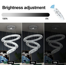 Load image into Gallery viewer, Crystal Silver Chandelier LED Ceiling Pendant Light Dimmable w. Remote (40+30+20cm)