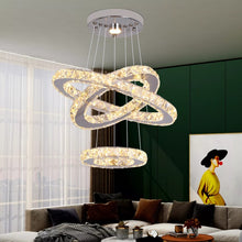 Load image into Gallery viewer, Crystal Silver Chandelier LED Ceiling Pendant Light Dimmable w. Remote (40+30+20cm)