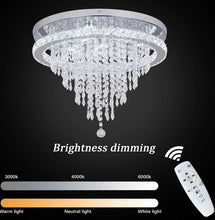Load image into Gallery viewer, Crystal Chandelier Dimmable LED Ceiling Light Remote Control Silver 50cm