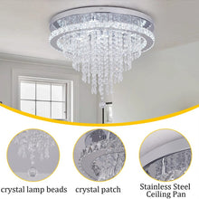 Load image into Gallery viewer, Crystal Chandelier Dimmable LED Ceiling Light Remote Control Silver 50cm