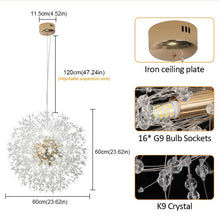 Load image into Gallery viewer, Chandelier Gold Crystal Firework Pendant Ceiling Light 16Lights G9