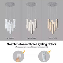 Load image into Gallery viewer, Crystal Pendant Light Dimmable Chandelier LED Ceiling Light Silver With Remote Control