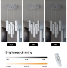 Load image into Gallery viewer, Crystal Pendant Light Dimmable Chandelier LED Ceiling Light Silver With Remote Control