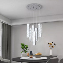 Load image into Gallery viewer, Crystal Pendant Light Dimmable Chandelier LED Ceiling Light Silver With Remote Control