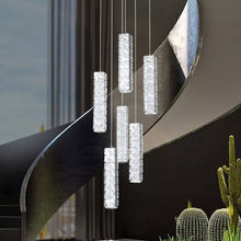 Load image into Gallery viewer, Crystal Pendant Light Dimmable Chandelier LED Ceiling Light Silver With Remote Control