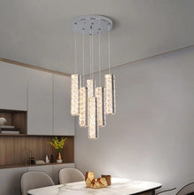 Load image into Gallery viewer, Crystal Pendant Light Dimmable Chandelier LED Ceiling Light Silver With Remote Control