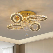 Load image into Gallery viewer, LED Ceiling Light Crystal Chandelier Gold Lamp 3 Color Lights Changeable 52cm