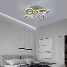 Load image into Gallery viewer, LED Ceiling Light Crystal Chandelier Gold Lamp 3 Color Lights Changeable 52cm