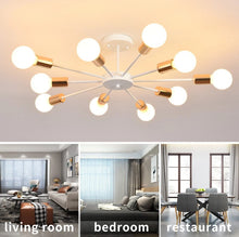 Load image into Gallery viewer, Modern Chandelier 10Lights Semi Flush Mount Ceiling Light White/Black 70cm
