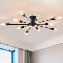Load image into Gallery viewer, Industrial Ceiling Light Mid Century Sputnik Chandelier 10 Lights Black/Black and Gold 87cm