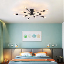 Load image into Gallery viewer, Industrial Ceiling Light Mid Century Sputnik Chandelier 10 Lights Black/Black and Gold 87cm