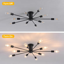 Load image into Gallery viewer, Industrial Ceiling Light Mid Century Sputnik Chandelier 10 Lights Black/Black and Gold 87cm
