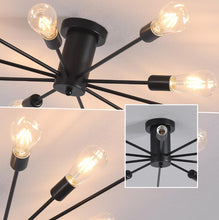 Load image into Gallery viewer, Industrial Ceiling Light Mid Century Sputnik Chandelier 10 Lights Black/Black and Gold 87cm