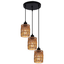 Load image into Gallery viewer, Pendant Chandelier Boho 3 Light Ceiling Light E27 Adjustable Black and Brown