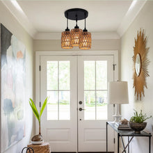 Load image into Gallery viewer, Pendant Chandelier Boho 3 Light Ceiling Light E27 Adjustable Black and Brown