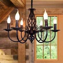 Load image into Gallery viewer, Pendant Light Farmhouse Chandelier Black 6 Lights E14