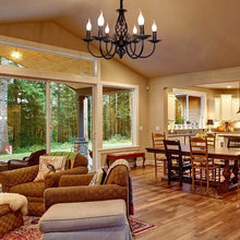 Load image into Gallery viewer, Pendant Light Farmhouse Chandelier Black 6 Lights E14