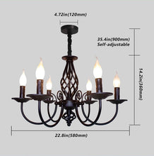 Load image into Gallery viewer, Pendant Light Farmhouse Chandelier Black 6 Lights E14