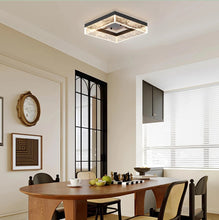 Load image into Gallery viewer, Modern Square Black/Gold LED Ceiling Light Warm White 30cm