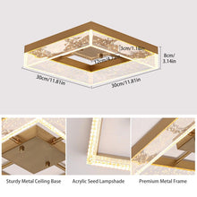 Load image into Gallery viewer, Modern Square Black/Gold LED Ceiling Light Warm White 30cm