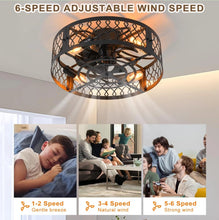 Load image into Gallery viewer, Industrial Flush Mount Ceiling Fan Black/White 4xE27 50cm with Remote Control