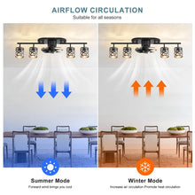 Load image into Gallery viewer, Ceiling Fan 4xE27 With Remote Control Fandelier Flush Mount Black 100cm