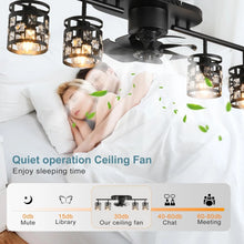 Load image into Gallery viewer, Ceiling Fan 4xE27 With Remote Control Fandelier Flush Mount Black 100cm