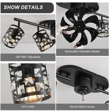Load image into Gallery viewer, Ceiling Fan 4xE27 With Remote Control Fandelier Flush Mount Black 100cm