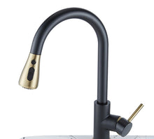 Load image into Gallery viewer, Kitchen Tap Modern Pull-Down Faucet Dual Spray Function Black/Gold Finish