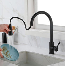 Load image into Gallery viewer, Kitchen Tap Modern Pull-Down Faucet Dual Spray Function Black/Gold Finish