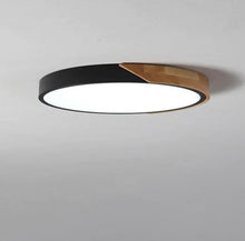 Load image into Gallery viewer, LED Ceiling Light Modern Minimalist Round Light Chandelier Iron & Wood Ceiling Lamp 3 Color Lights