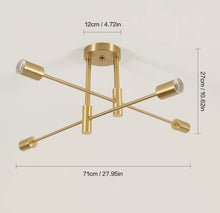 Load image into Gallery viewer, 4 Lights Retro Gold Industrial Ceiling Lights Metal E27 Pendant Light Fixture