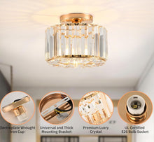 Load image into Gallery viewer, Ceiling Light Chandelier Crystals Light Flush Mount Gold E26