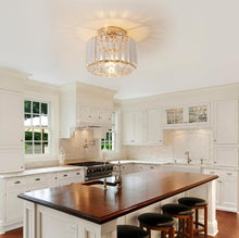 Load image into Gallery viewer, Ceiling Light Chandelier Crystals Light Flush Mount Gold E26