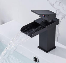 Load image into Gallery viewer, Waterfall Faucet Chrome/Black Basin Tap Single Handle Brass Tap Cold Hot Water Function