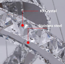 Load image into Gallery viewer, Modern Crystal 3 Rings Chandelier Silver LED Ceiling Lights Pendant Fixture Light Warm White/3 Color Lights