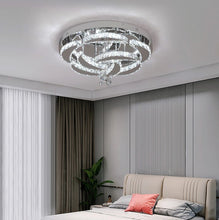 Load image into Gallery viewer, Crystal LED Ceiling Light Silver Chandelier 3 Color Lights 50x24cm Wall/Remote Control