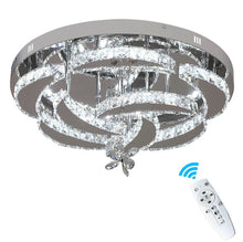 Load image into Gallery viewer, Crystal LED Ceiling Light Silver Chandelier 3 Color Lights 50x24cm Wall/Remote Control