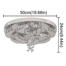 Load image into Gallery viewer, Crystal LED Ceiling Light Silver Chandelier 3 Color Lights 50x24cm Wall/Remote Control