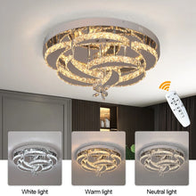 Load image into Gallery viewer, Dimmable Crystal Gold/Silver Ceiling Light Chandelier with Remote Control 50x24cm