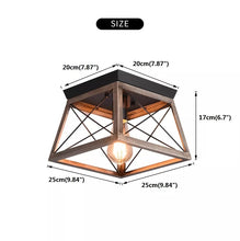 Load image into Gallery viewer, Ceiling Light Flush Mount Fixture Black/Wood Color Metal Vintage Lamp 25cm
