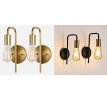 Load image into Gallery viewer, Indoor Wall Light E27 2 Pack Black/Gold U-Shaped Wall Lighting