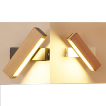 Load image into Gallery viewer, Wall Sconce LED Rotatable Wood Bedside Wall Mount Lamp Black/White Warm White